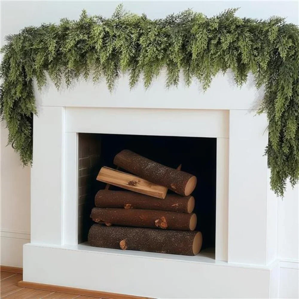 2 Pcs 6FT each, Christmas Garland, Christmas Decorations, Real Touch Cedar